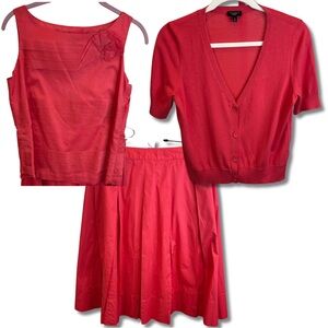 Talbots Coral Petite 3-Piece Set – Cardigan, Shell Top & Skirt – Small Petite